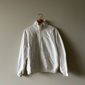 Aritzia TNA Cozy Fleece Mega 1/2 Zip Sweatshirt, White
